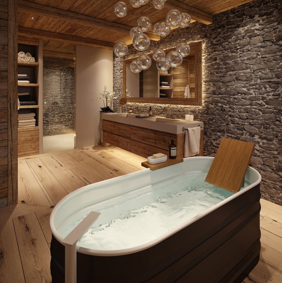 Ванная комната в стиле сауны