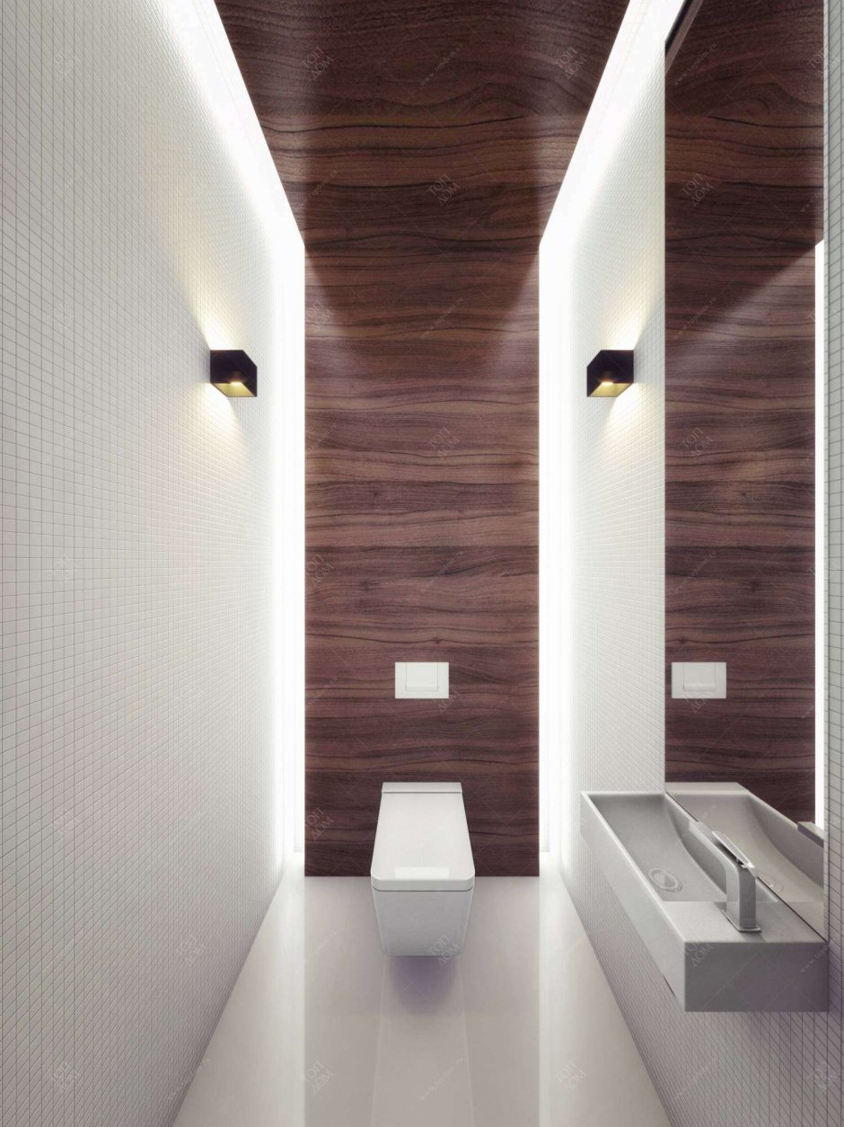 Туалет с подсветкой в стене