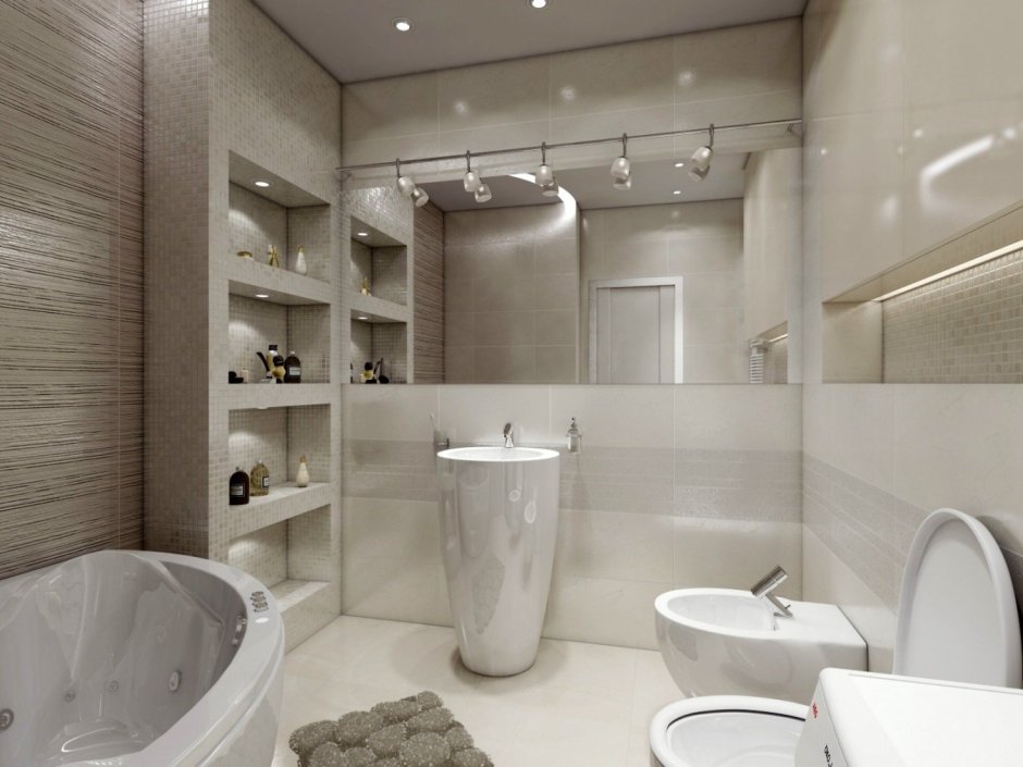Интерьеры стандартных ванных комнат