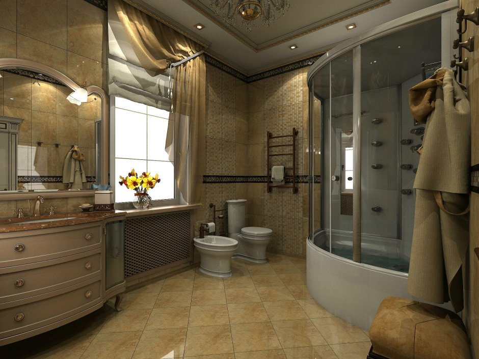 Интерьер ванной комнаты в частном доме