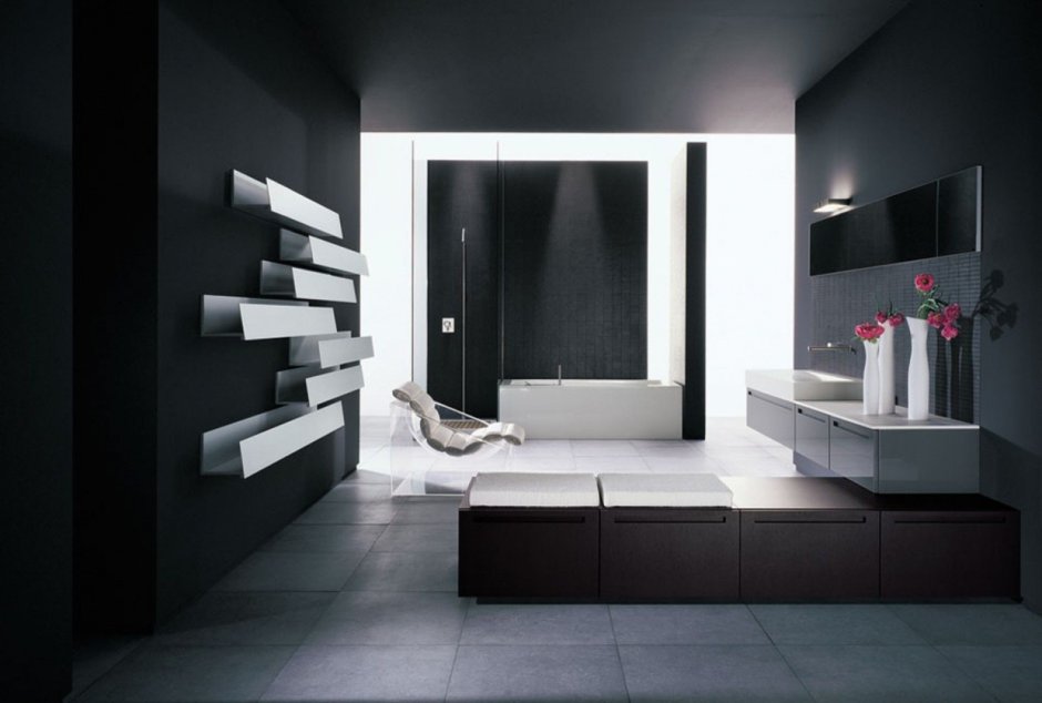 Интерьер ванной комнаты в стиле Хай тек