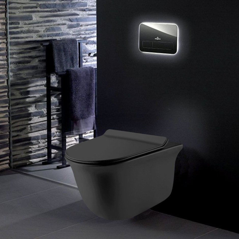 Дизайн черной ванной комнаты в квартире