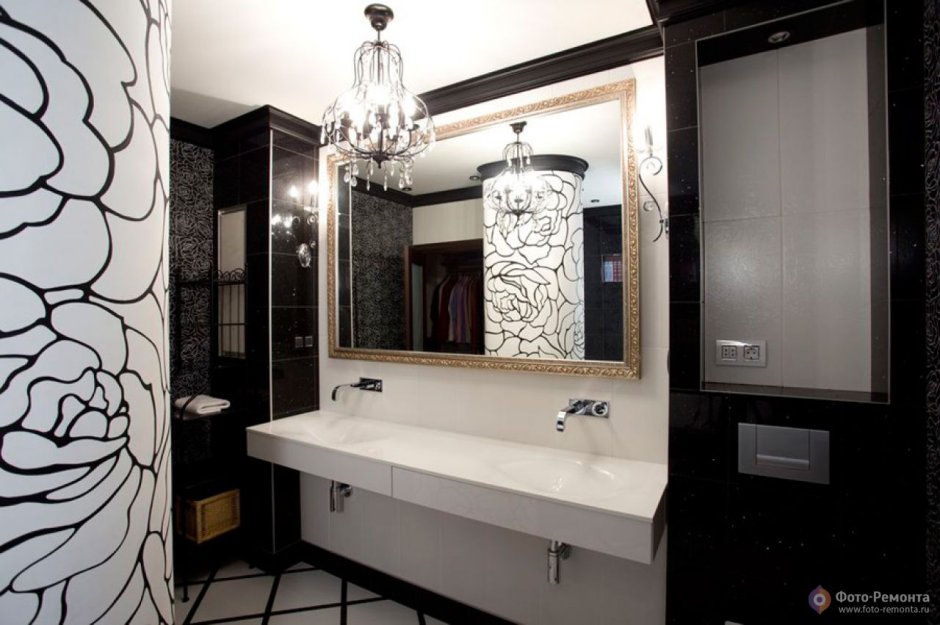 Ванная комната в стиле арт деко черно белые