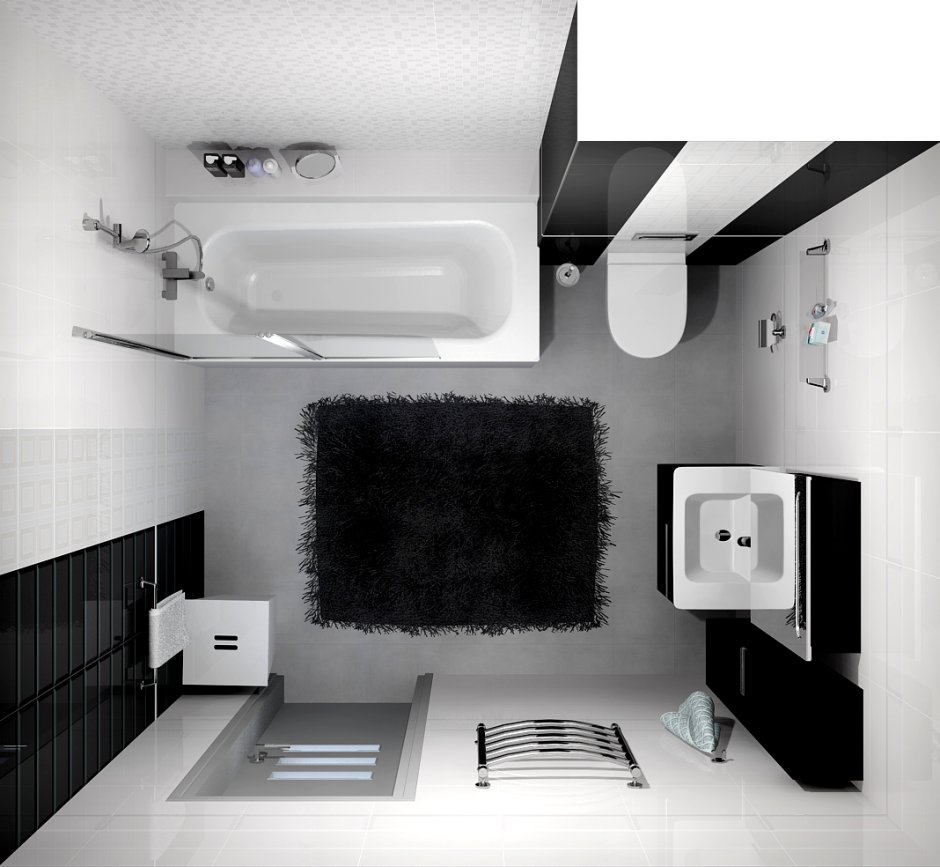 Туалет плитка черная с белым