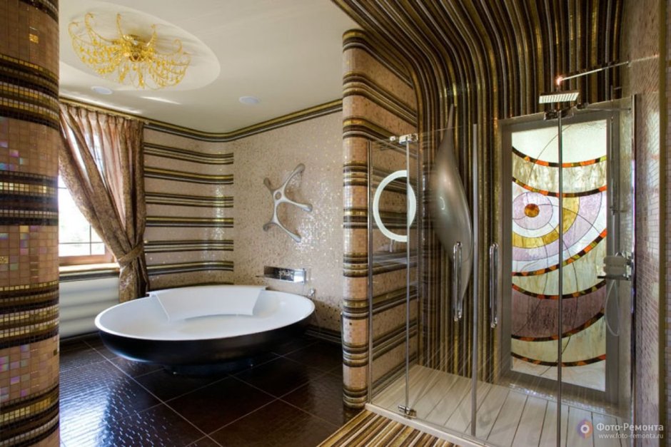 Необычные интерьеры ванных комнат