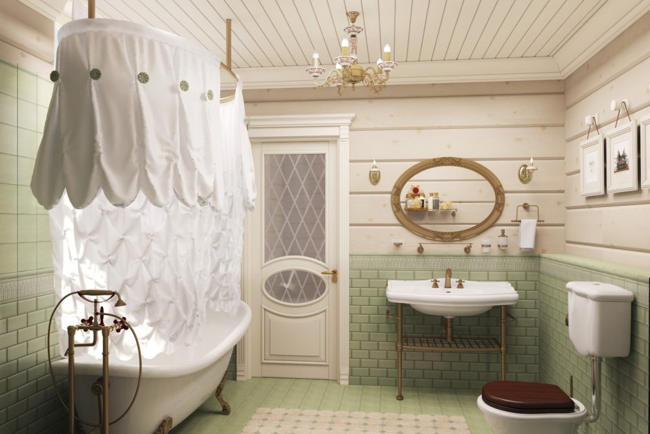 Ванные комнаты в стиле Прованс в частном доме