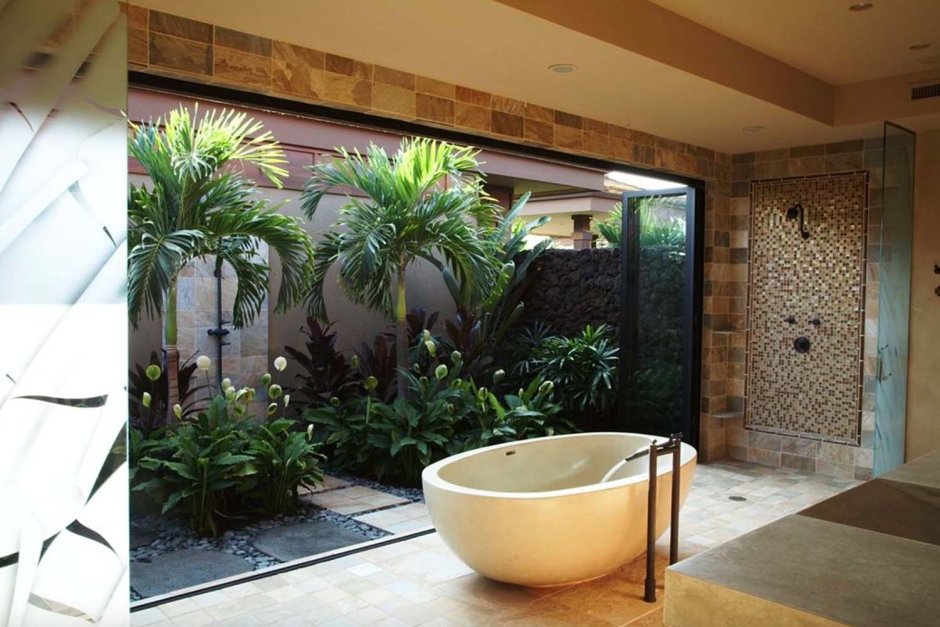 Ванные комнаты с растениями