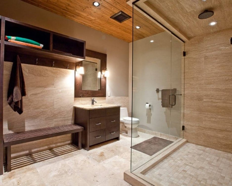 Деревянная ванная с душевой