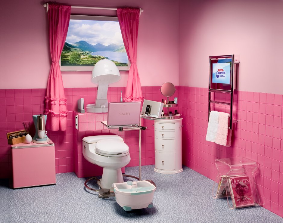 Туалет в розовых тонах
