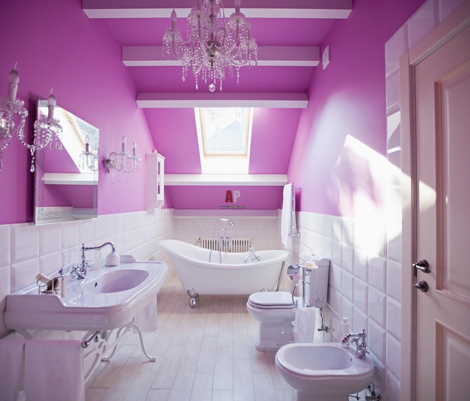 Туалет в розовых тонах