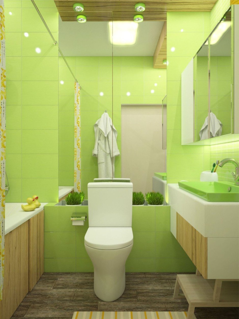 Интерьер туалета зеленый (49 фото)