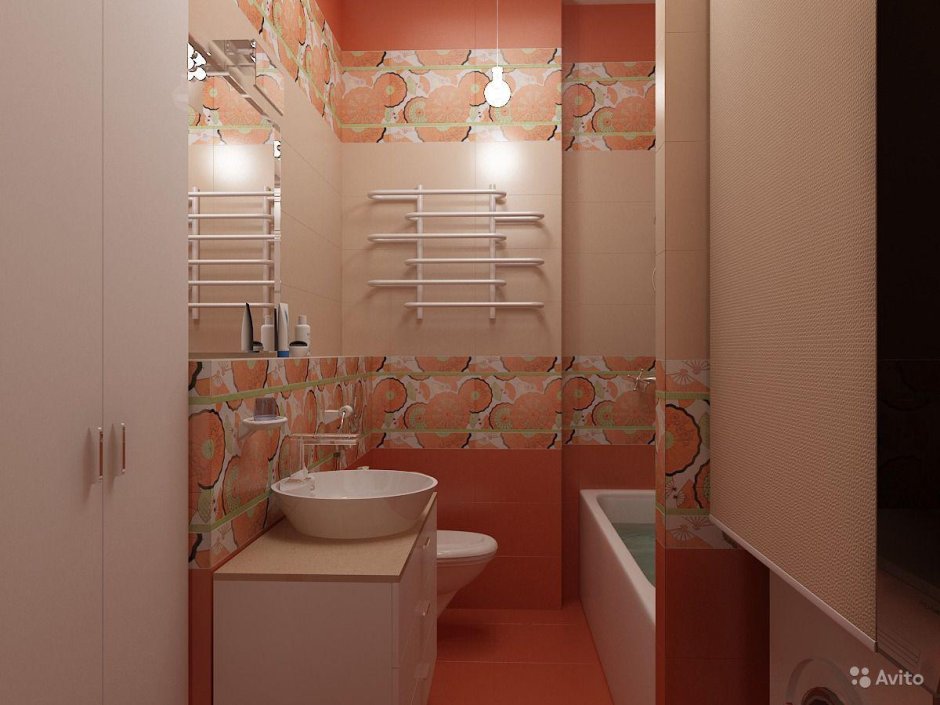 Светло оранжевая ванная комната
