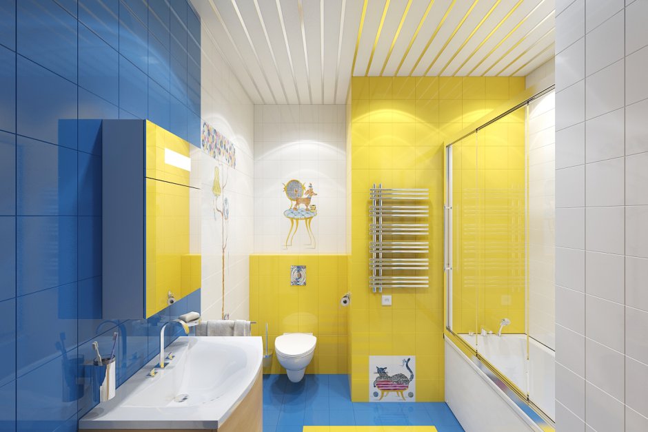Ванная комната сине желтая