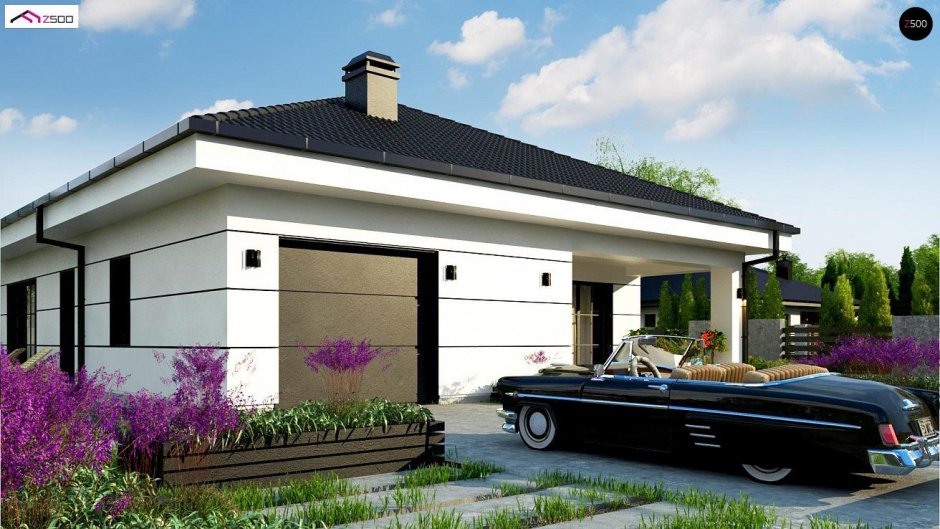 Одноэтажные дома с встроенным гаражом
