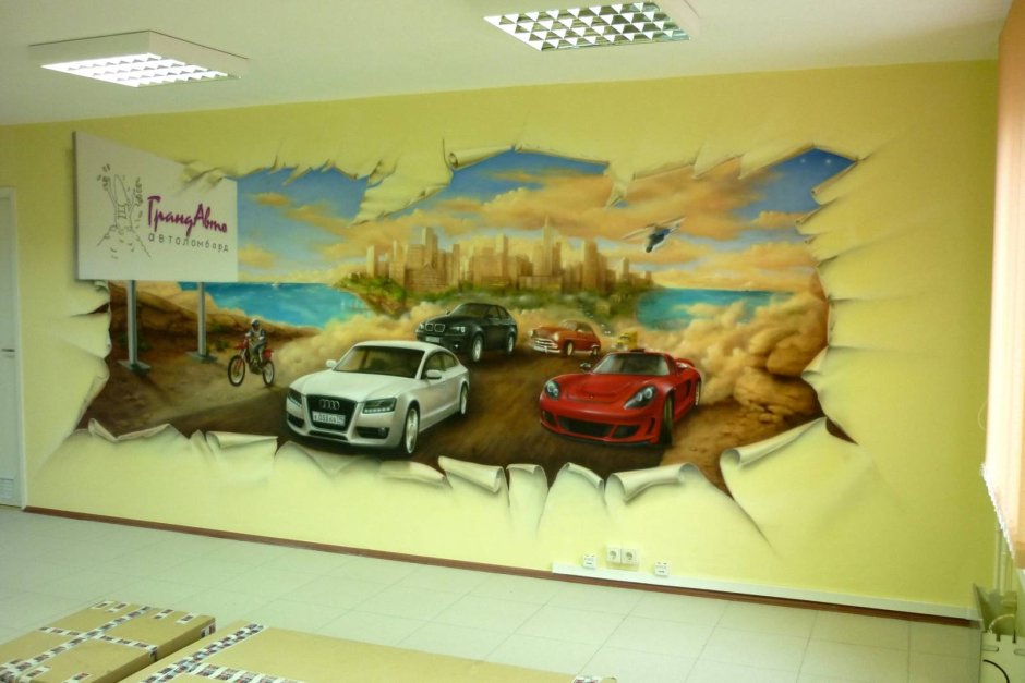 Роспись на стене автомобиль