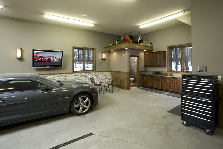 Интерьер гаража в стиле лофт