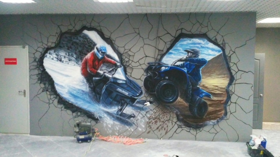 Роспись стен в автосалоне