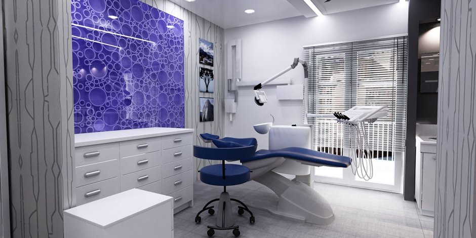 Стоматологический кабинет в синих тонах