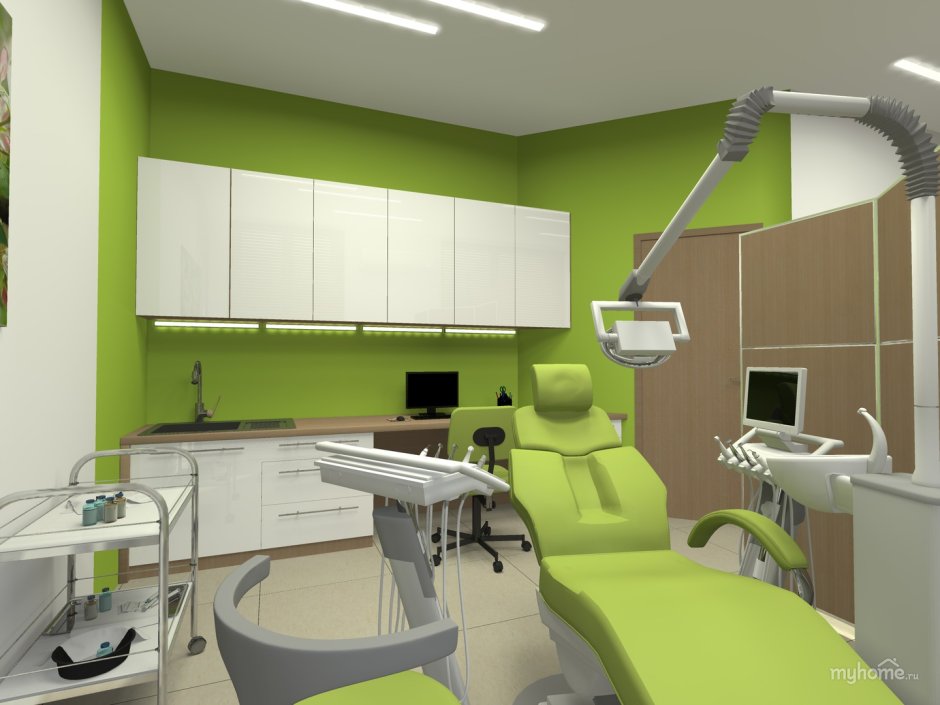 Стоматологический кабинет в серо салатовых тонах