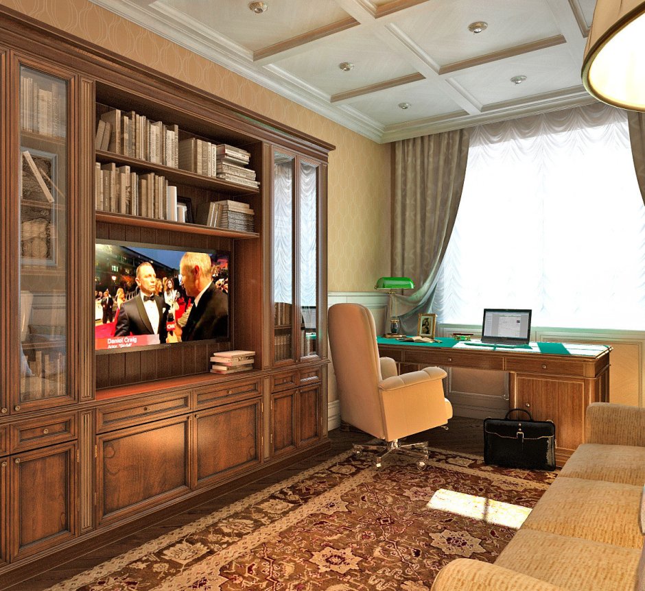 Комната кабинет в квартире классика