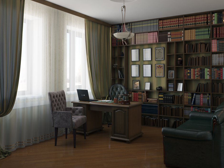 Кабинет библиотека в квартире