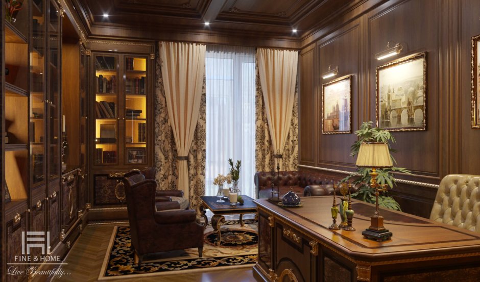 Роскошные кабинеты в классическом стиле