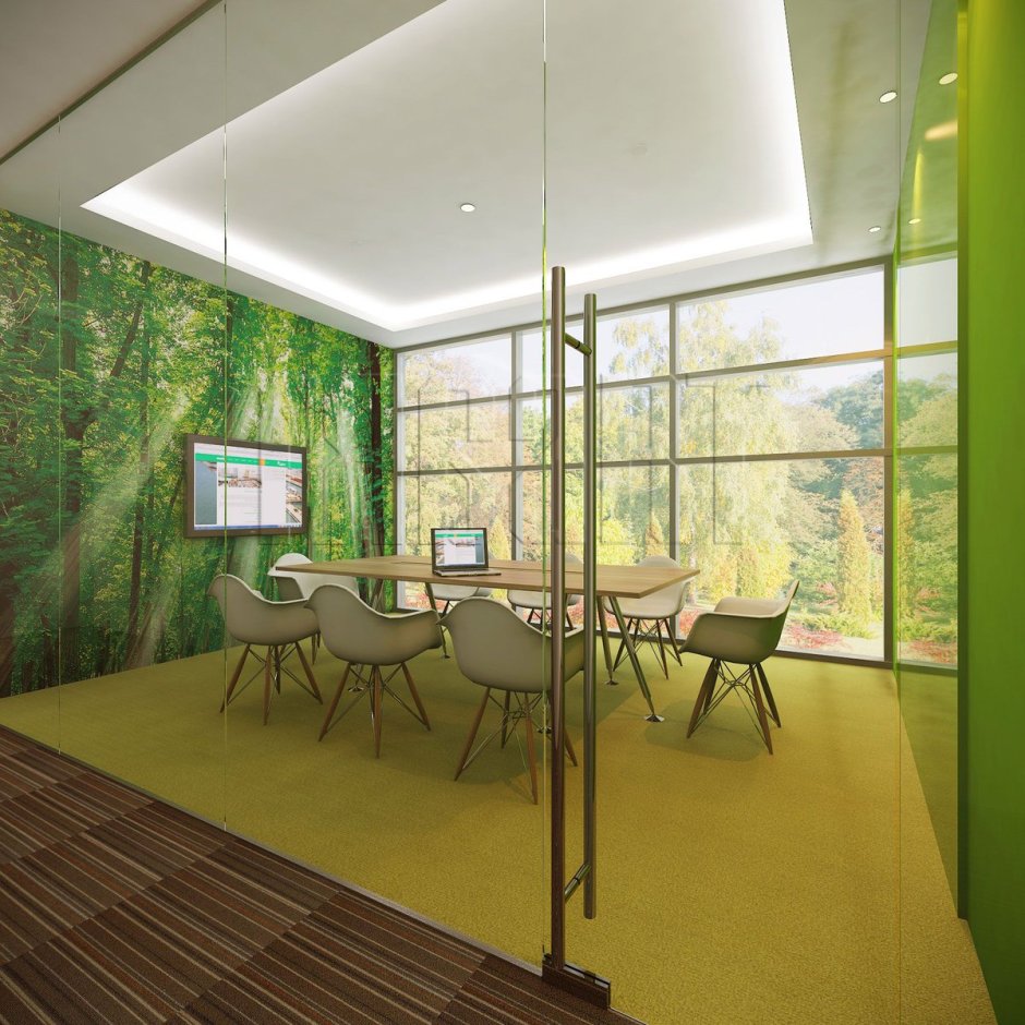 Интерьер офиса зеленый