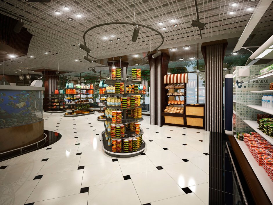 Панорама продуктового магазина