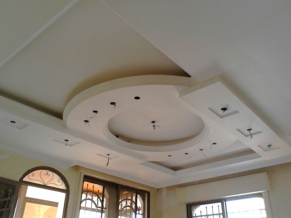 Фигурные круглые потолки из гипсокартона