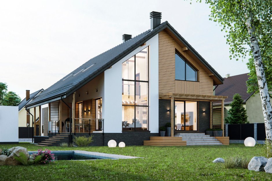 Современный дизайн фасада частного дома