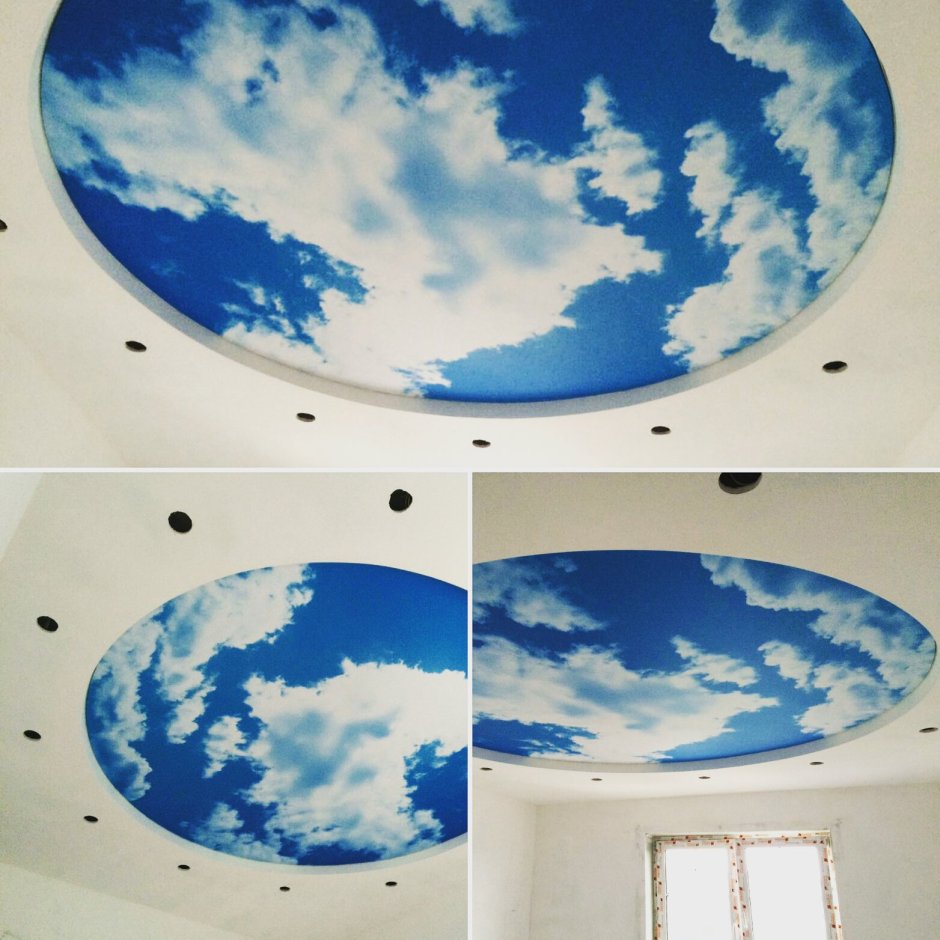 Натяжной потолок небо с облаками