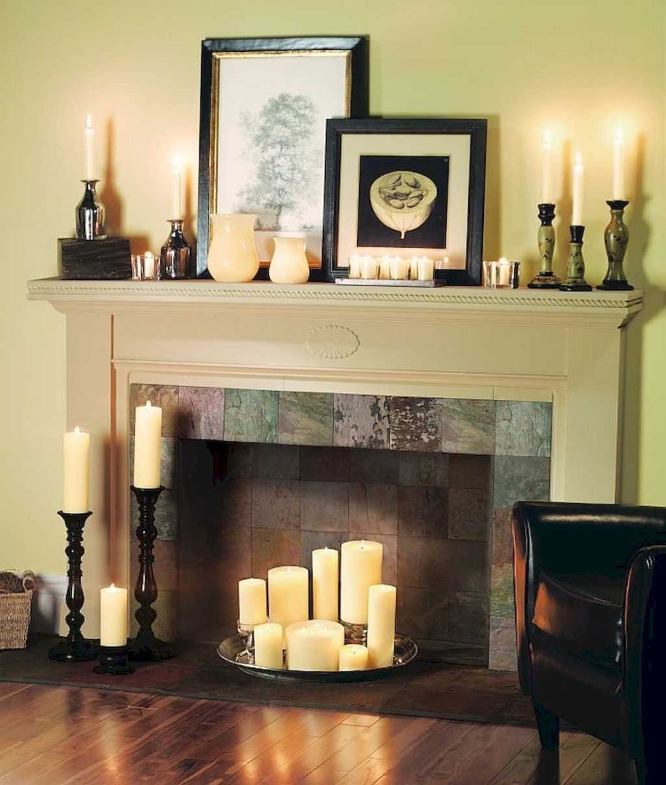 Декоративные камины для дома - мраморный портал под свечи