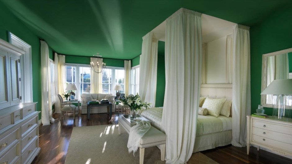 Комната в бело зеленых тонах