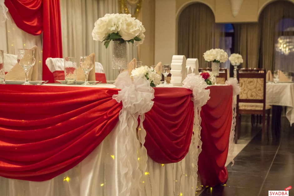 Украшение банкетного зала на свадьбу в Красном цвете