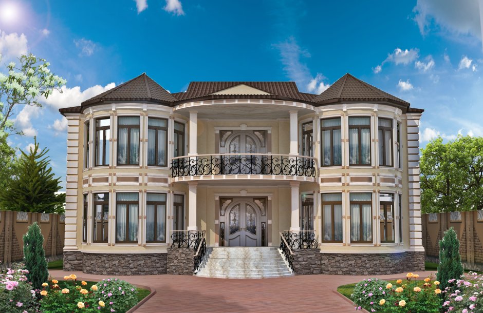 Двухэтажный дом кавказский стиль