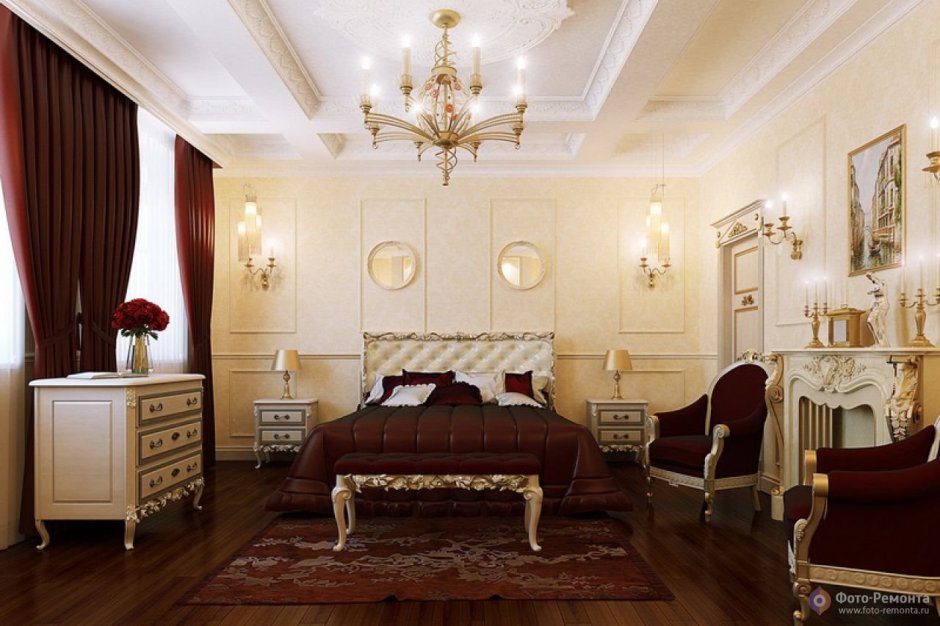 Интерьер в стиле классицизм спальни