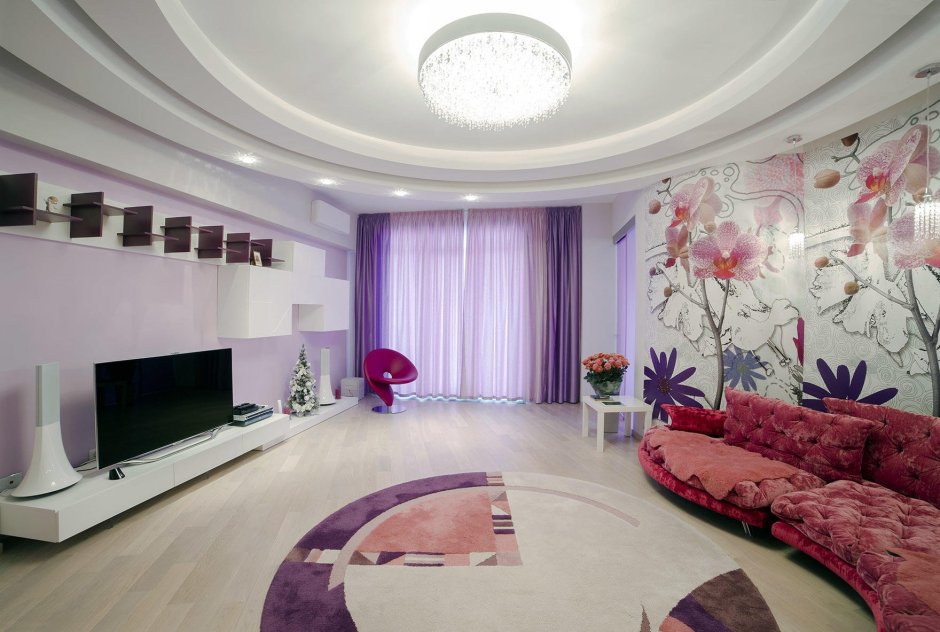 Фиолетовый зал в квартире