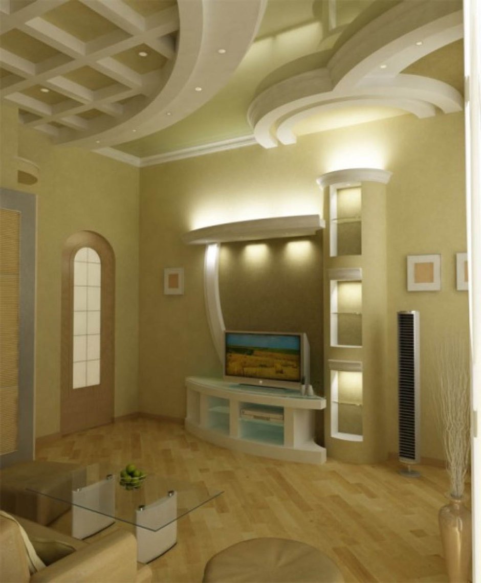 Интерьер потолка из гипсокартона