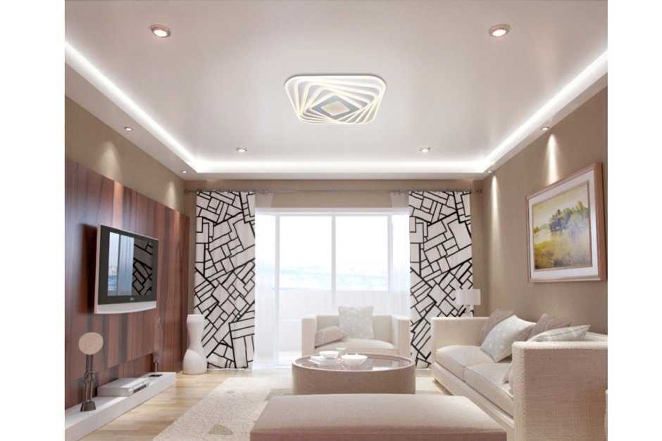Натяжные потолки в гостиную