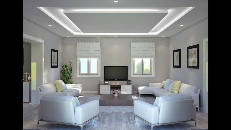 Потолок из гипсокартона для гостиной