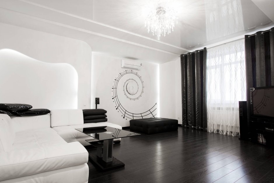Квартира в черно белом стиле однокомнатная