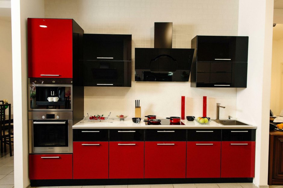 Кухонные гарнитуры красно черные