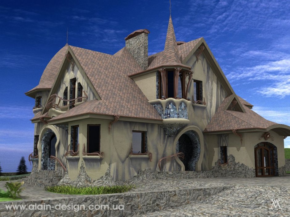 Деревянный дом в стиле замка