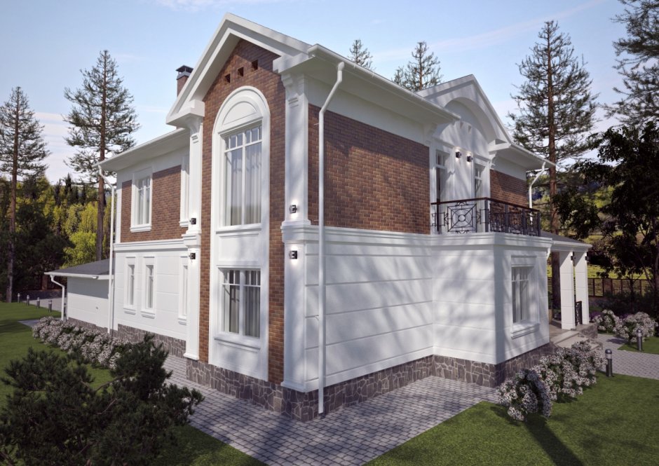 Фасады домов из камня и короеда