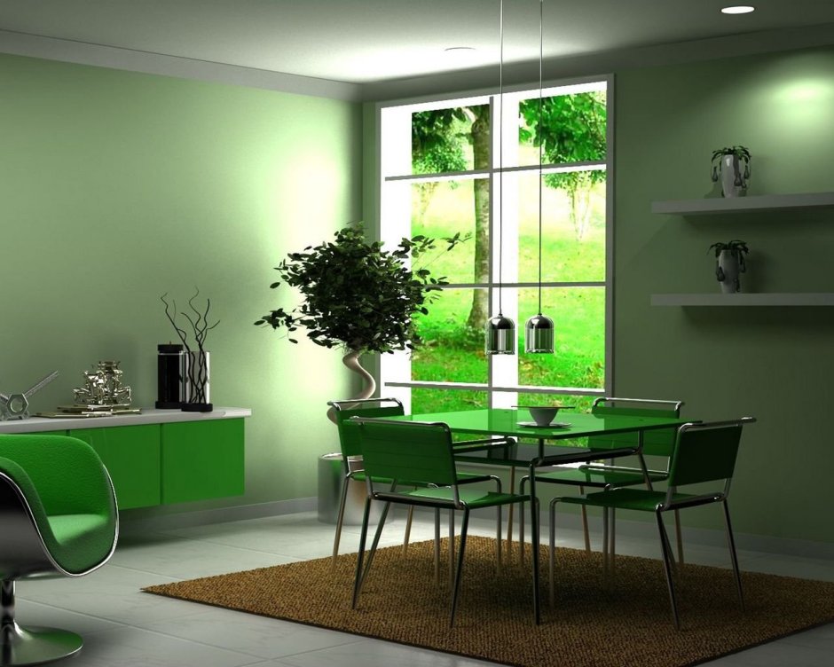 Комната в зеленом стиле