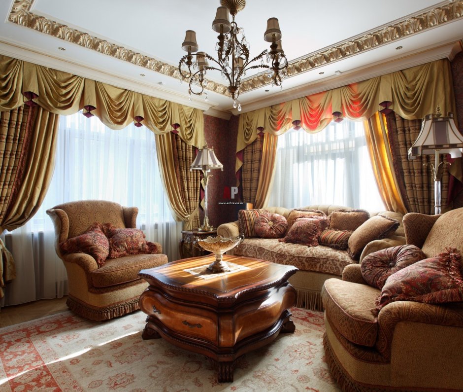 Роскошная гостиная в классическом стиле