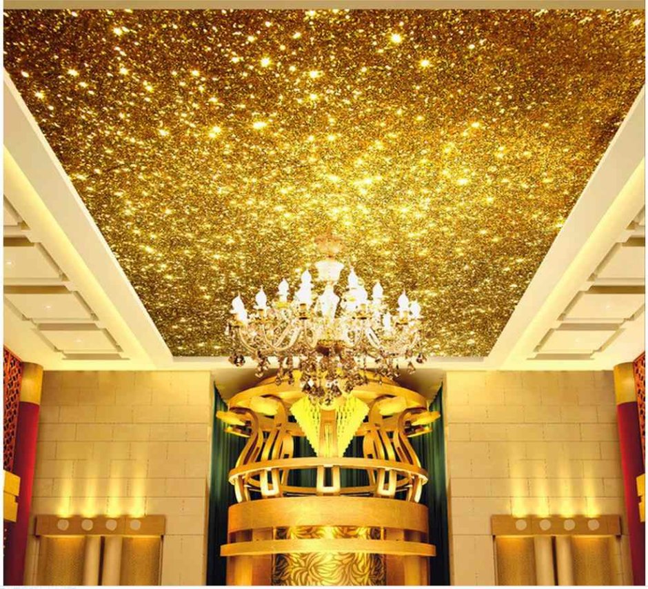 Золотой натяжной потолок