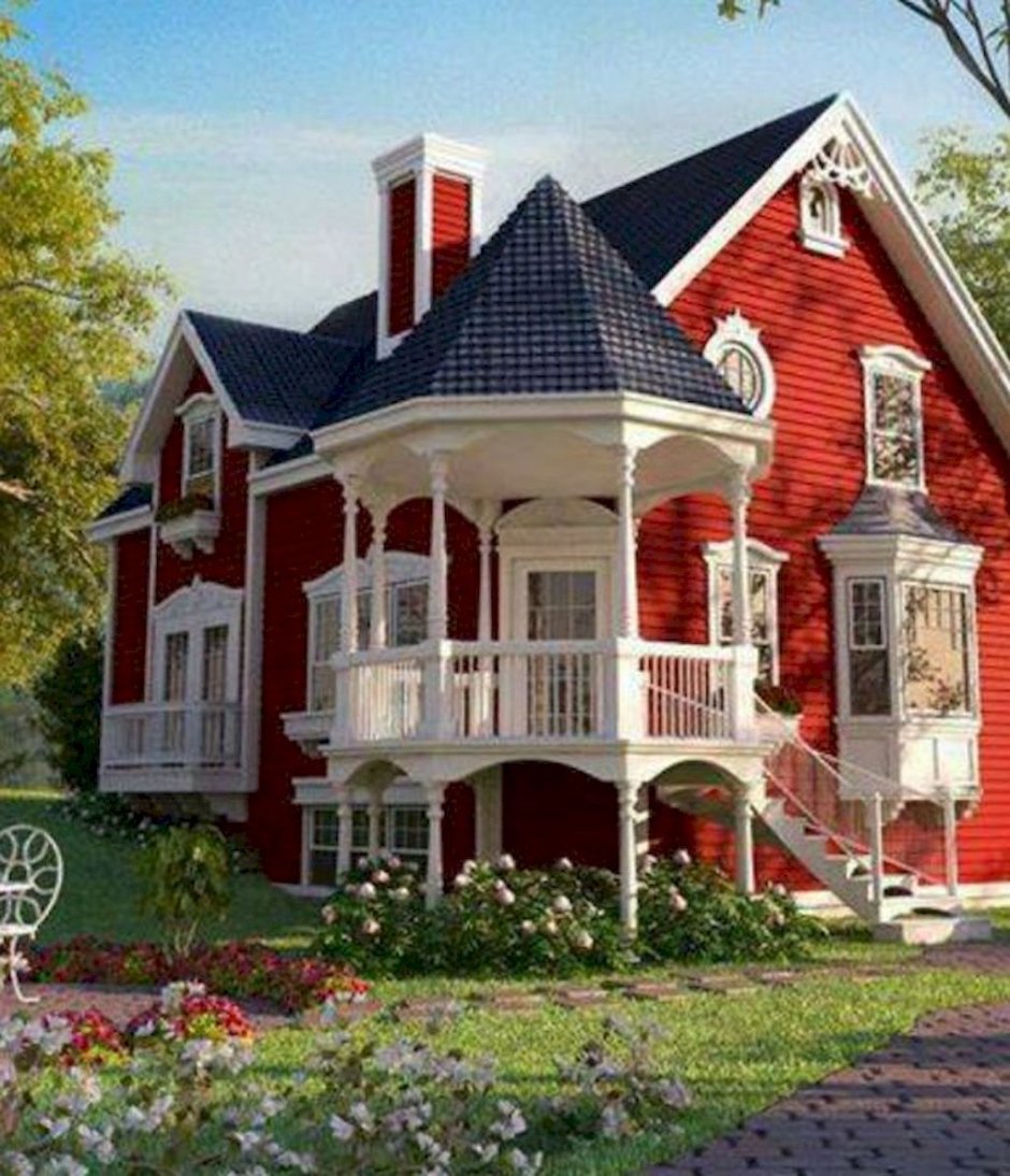 Красивый красный дом