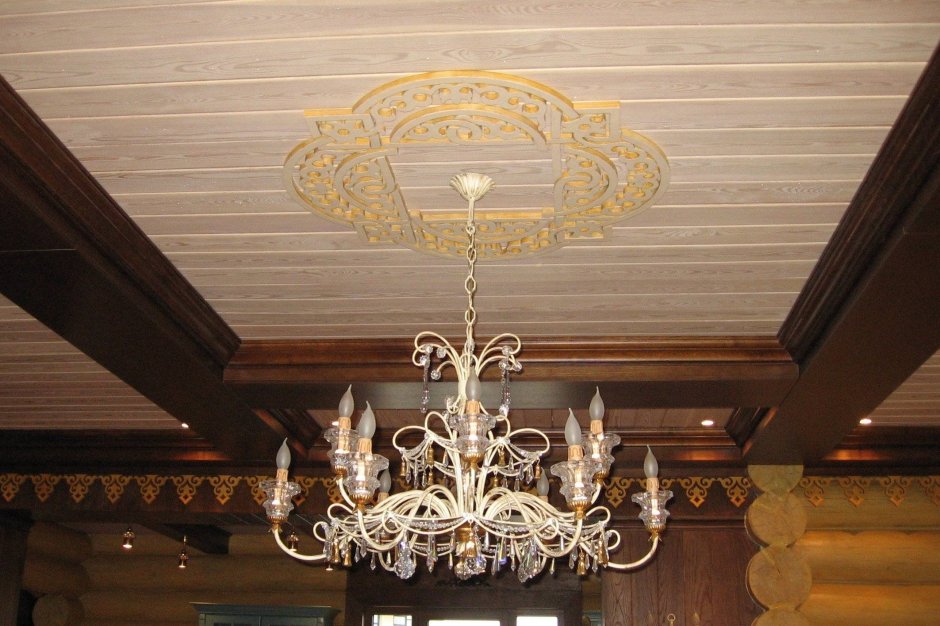 Декор потолка в деревянном доме