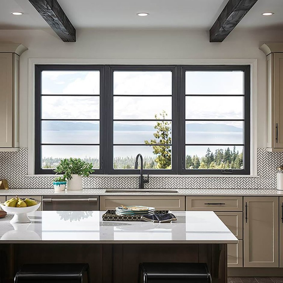 Алюминиевые окна кухня интерьер